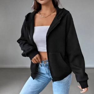 Midnight Classic – Black Zipper Hoodie