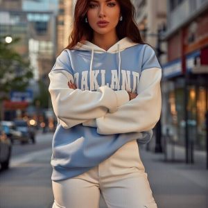 Oakland California Colorblock Hoodie – Sky Blue