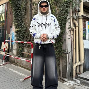 Boom Graffiti Print Hoodie – White