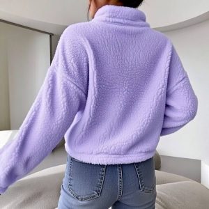 Half-Zip Sherpa Fleece Sweatshirt – Lavender