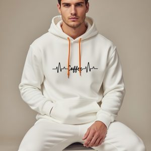 Coffee Heartbeat Hoodie – White