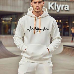 Coffee Heartbeat Hoodie – White