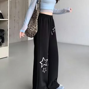 Starlight Dream – Black Star Wide Leg Pants