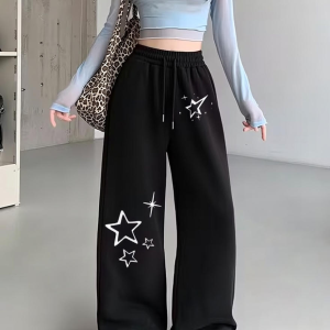Starlight Dream – Black Star Wide Leg Pants