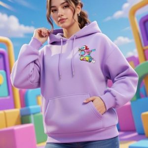 Calm Down Cartoon Graphic Hoodie – Lavender