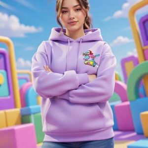 Calm Down Cartoon Graphic Hoodie – Lavender