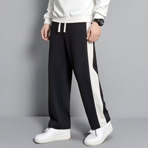 Side Stripe Track Pants – Black & White