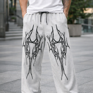 Antler Graphic Baggy Pants – Grey